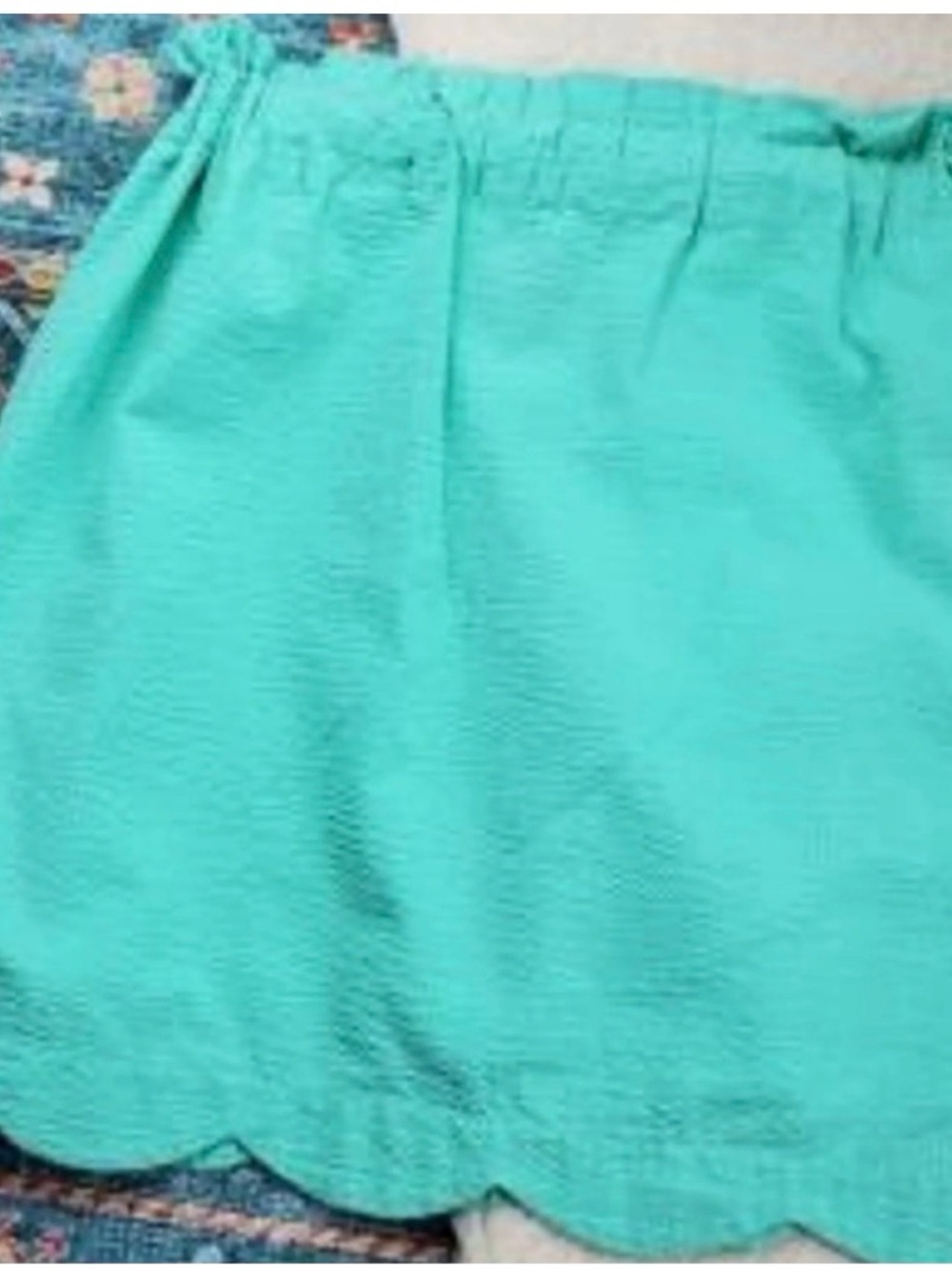 Lauren James Co. Scalloped Solid Seersucker Skirt Seafoam/L - Picture 4 of 6